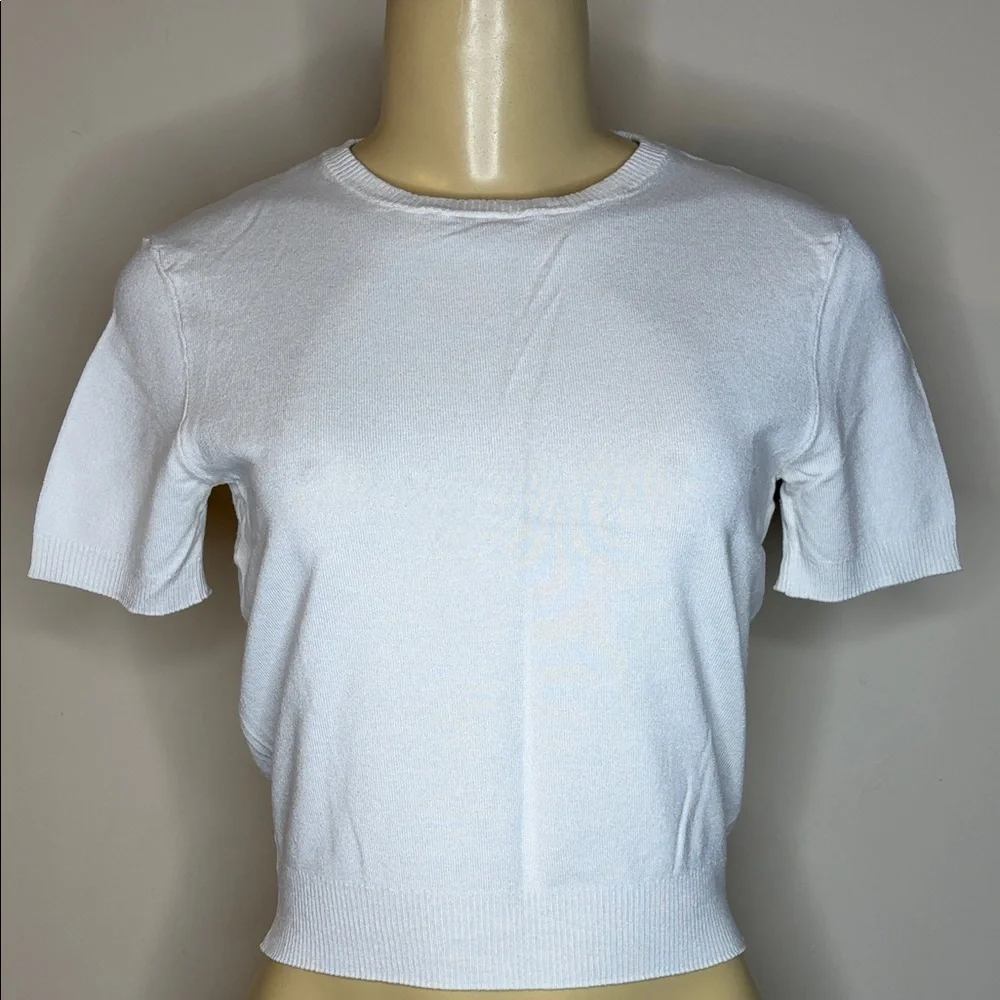 Divided Classic White Short-Sleeve Knit Top Size S - Picture 2 of 5